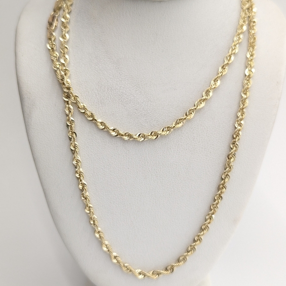 10kt Real Gold Rope Chain 3mm 24 Inch